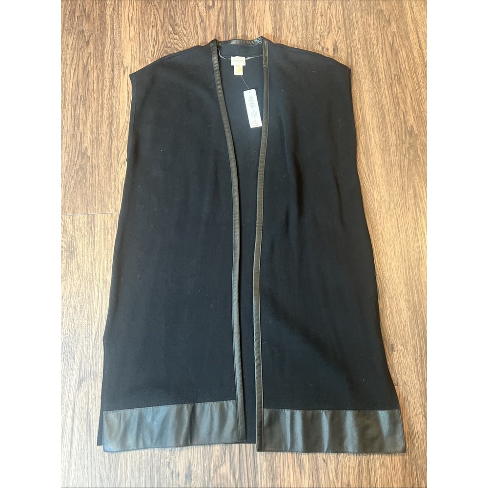 Chico's Black Sleeveless Open Front Cardigan Sweater Vest Size 2